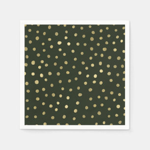 Serviette En Papier Green & Gold Snow Holiday Festive