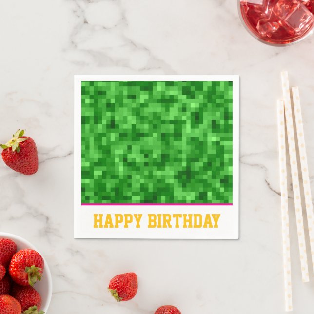 Serviette En Papier Green Grass Sports Team Field Happy Birthday (En situation)