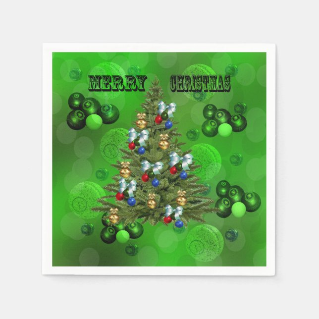Serviette En Papier Green Lawn Bowles Design de Noël, (Devant)