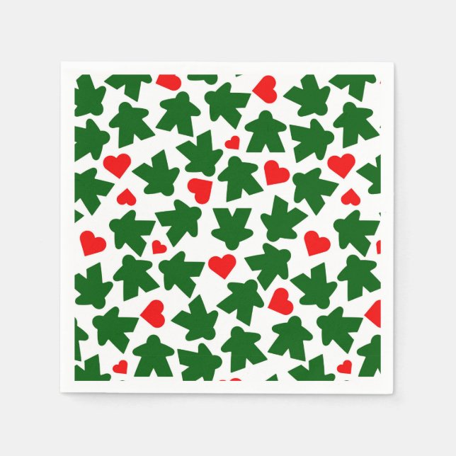 Serviette En Papier Green Meeple with Red Heart (Devant)