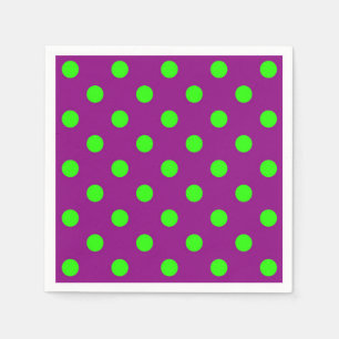 Serviette En Papier Green On Purple Pois Design Motif