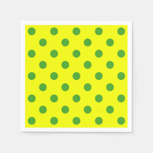 Serviette En Papier Green On Yellow Pois Design Motif