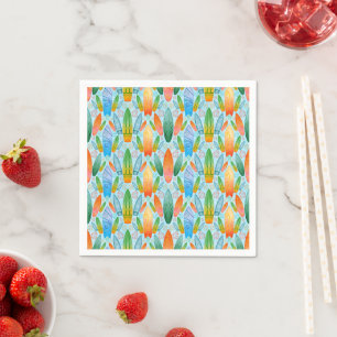 Serviette En Papier Green Orange & Blue Summer Surfboards