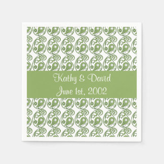 Serviette En Papier Green Paisley (Mariage)
