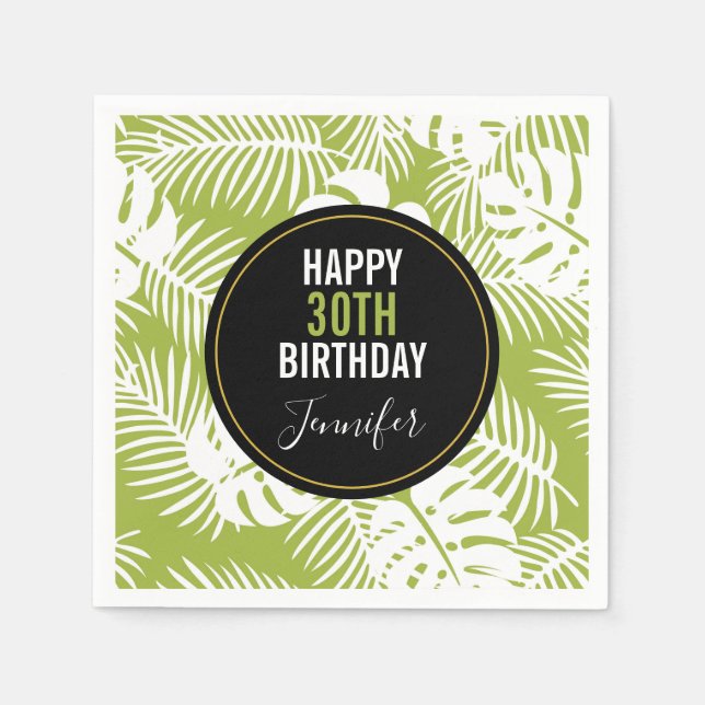 Serviette En Papier Green Palm Feuille Rainforest Motif (Devant)