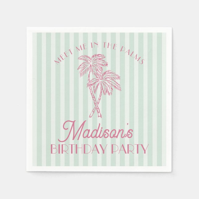 Serviette En Papier Green Palm Spring Pastel Beach Anniversaire (Devant)