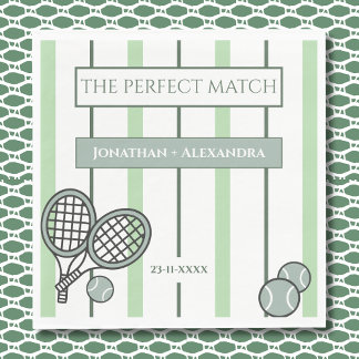 Serviette En Papier Green Perfect Match Tennis Couples Bridal Shower