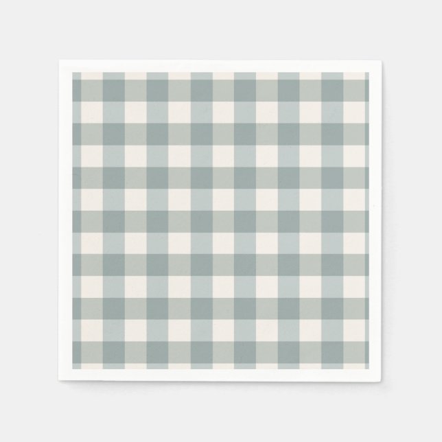 Serviette En Papier Green Plaid En vichy Country Farmhouse Simple (Devant)