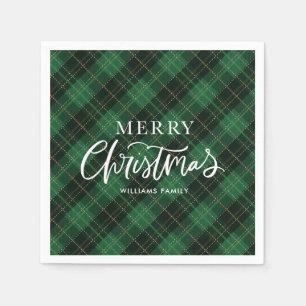 Serviette En Papier Green Plaid Joyeux Noël Festive