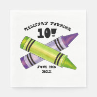 Green Purple Artist Crayons Enfant fête d'annivers
