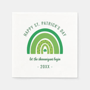 Serviette En Papier Green Rainbow Shamrock irlandais Jour de la Saint