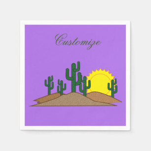 Serviette En Papier Green Saguaro Cactus Desert Sunset Thunder_Cove
