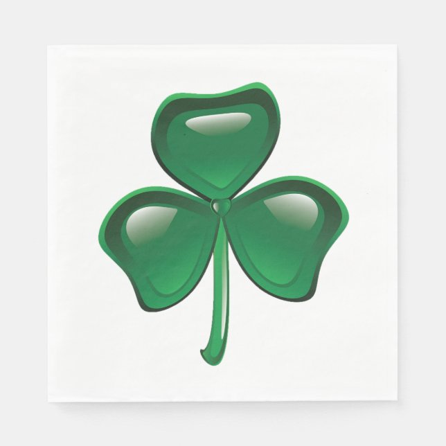 Serviette En Papier Green Shamrock Three-Leaf Clover (Devant)