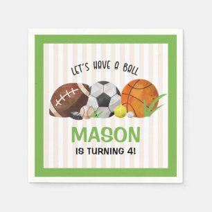 Serviette En Papier Green Sports Football Basketball fête d'anniversai