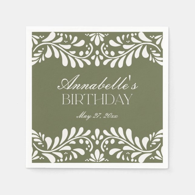 Serviette En Papier Green Talavera Carrelage Espagne Fiesta Anniversai (Devant)