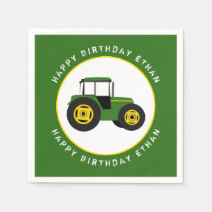 Serviette En Papier Green Tractor Anniversaire Personnalisé