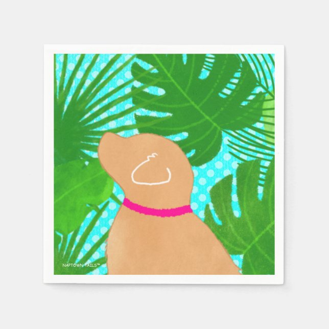 Serviette En Papier Green Tropical Island Jaune Chien Party Napkins (Devant)