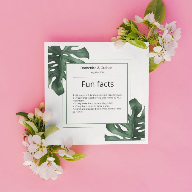Serviette En Papier Green Tropical Monstera feuille Mariage Fun Facts (Créateur téléchargé)