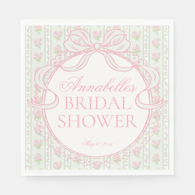 Serviette En Papier Green Vintage Fancy Floral Bridal Shower Dessert (Devant)
