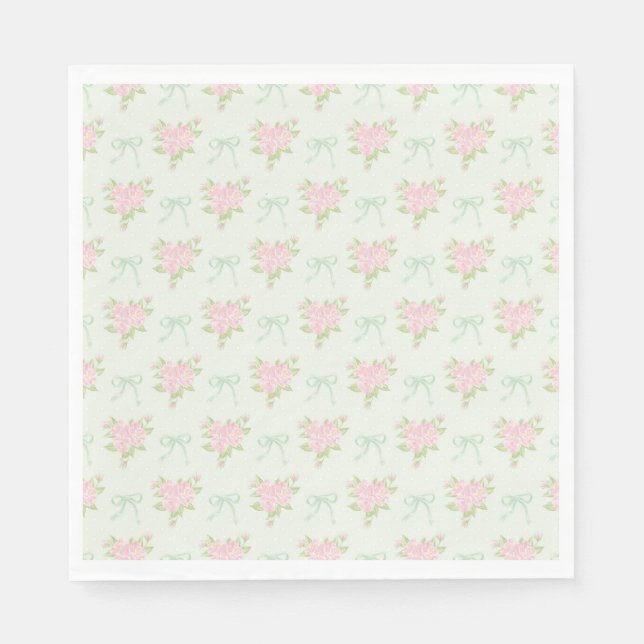 Serviette En Papier Green Vintage Fancy Floral Party Dessert (Devant)