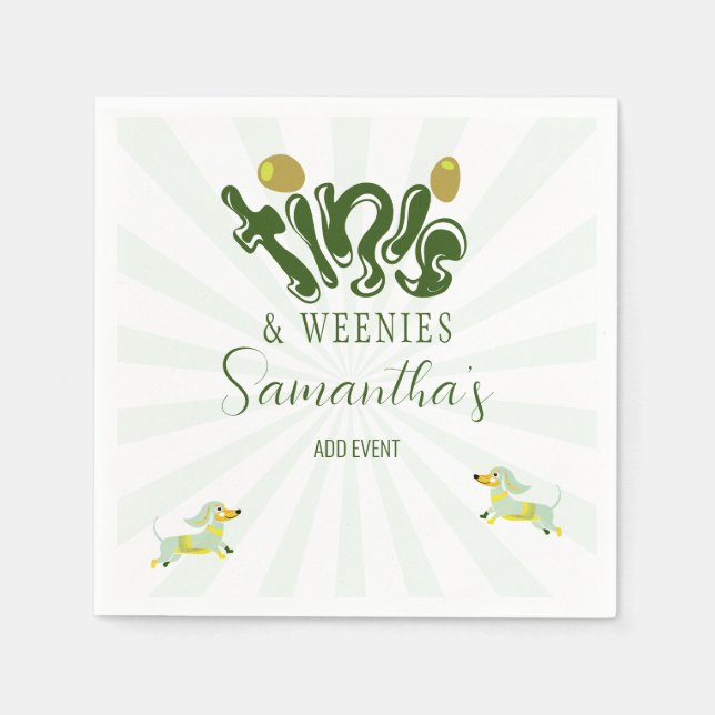 Serviette En Papier Green Weenies & Tinis Funny Martini fête d'anniver (Devant)