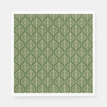 Green & White Feuille Woodland Leaf Nature Party