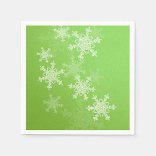 Serviette En Papier Green White Snowflakes Minimaliste Nom de Noël