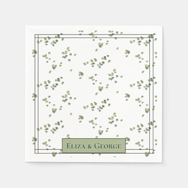 Serviette En Papier Green Woodland thème Tout en un mariage Inviter (Devant)