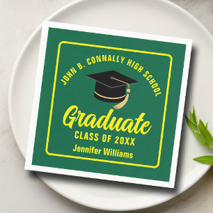 Serviette En Papier Green Yellow Graduate Custom 2025 Graduation Party