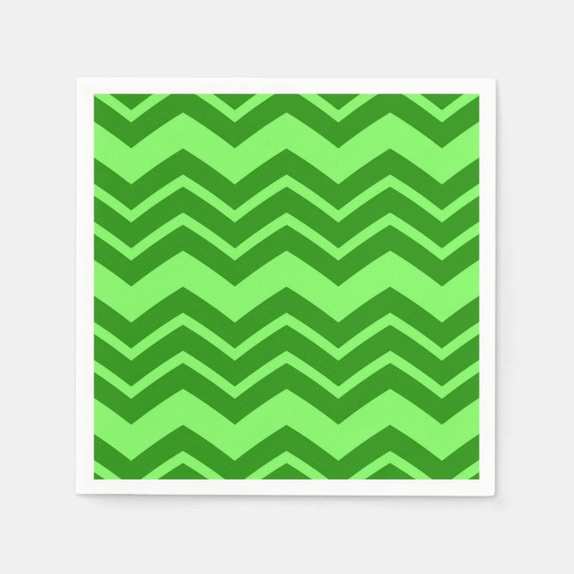 Serviette En Papier Green Zig Zag Chevron Design Motif (Devant)