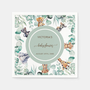 Serviette En Papier Greenery Botanical Safari Animaux Baby Shower
