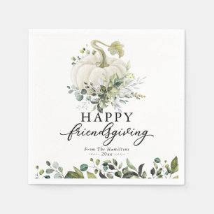 Serviette En Papier Greenery Eucalyptus Citrouille Blanche Friendsgivi