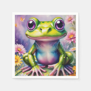Serviette En Papier Grenouille Avec Art numérique Fleur