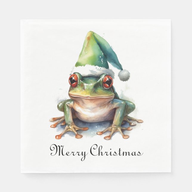Serviette En Papier Grenouille de Noël, coutume (Devant)
