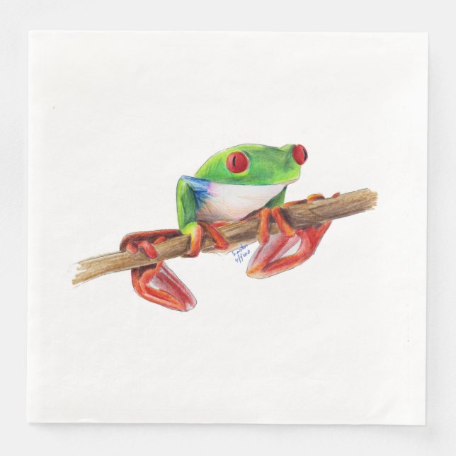 Serviette En Papier Grenouille des arbres Treefrog jolie illustration  (Devant)