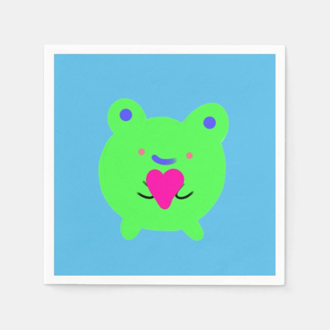 Serviette En Papier Grenouille douce au coeur (Devant)