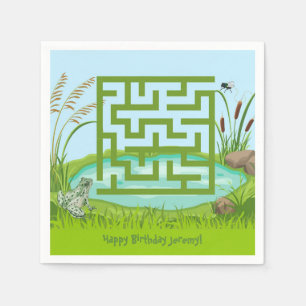 Serviette En Papier Grenouille et Maze de vol Papier d'anniversaire