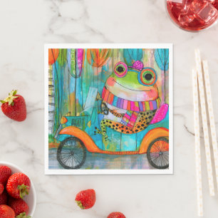 Serviette En Papier Grenouille heureuse Aventure joyeuse au bord de la