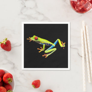 Serviette En Papier Grenouille peinte aux yeux rouges