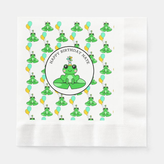 Serviette En Papier Grenouille personnalisée Joyeux anniversaire (Devant)