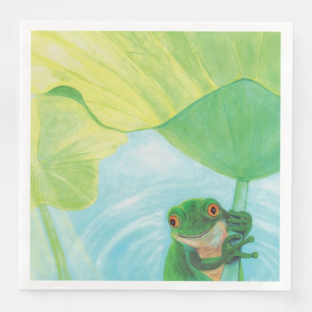 Serviette En Papier Grenouille verte sous Pad Lily (Devant)