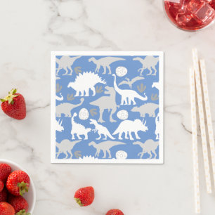Serviette En Papier Grey Dino Motif L Blue BG