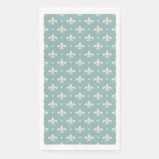 Serviette En Papier Grey Fleur De Lis motif sur arrière - plan turquoi