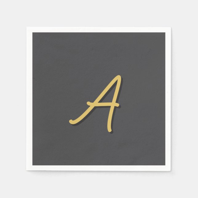 Serviette En Papier Grey Gold Color Monogram Professional (Devant)