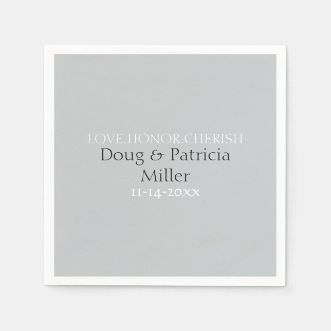 Serviette En Papier Grey Love Honor Cherish (Devant)