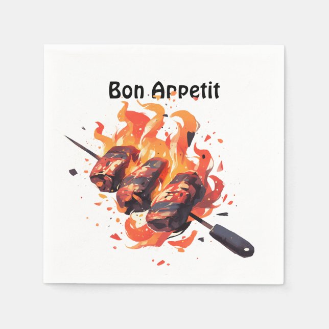Serviette En Papier 🔥 🍢 "Grill Master's Delight" - Bon Appetit Napki (Devant)