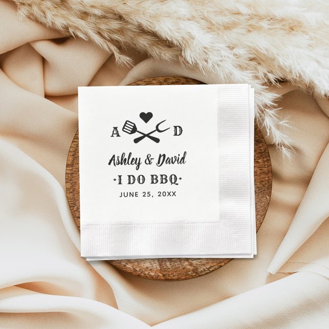 Serviette En Papier Grill Rustique Monogramme Je Fais du BBQ Mariage (Créateur téléchargé)