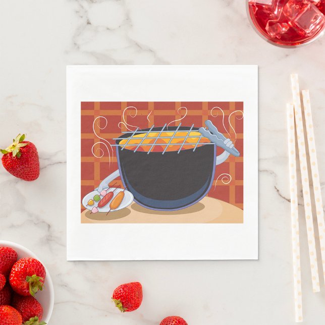 Serviette En Papier Grillades au barbecue avec des tongues et des broc (Créateur téléchargé)