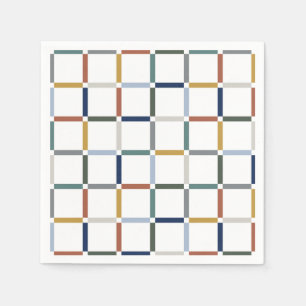 Serviette En Papier Grille colorée avec espace négatif Art Nouveau