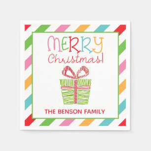 Serviette En Papier Grille colorée Noël Cadeaux de fête